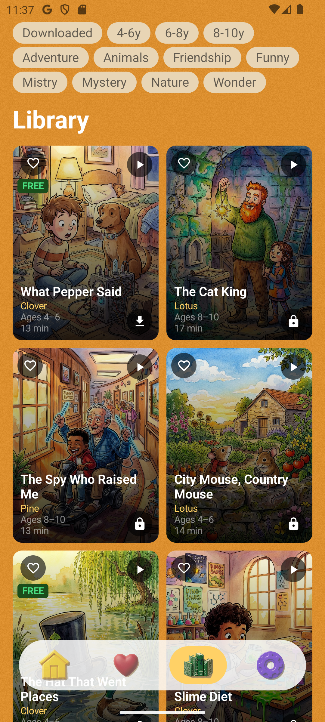 Android Library screen