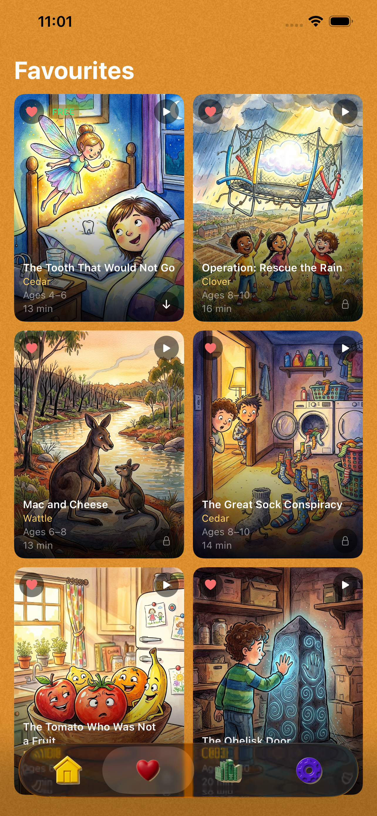 iOS Favourites screen